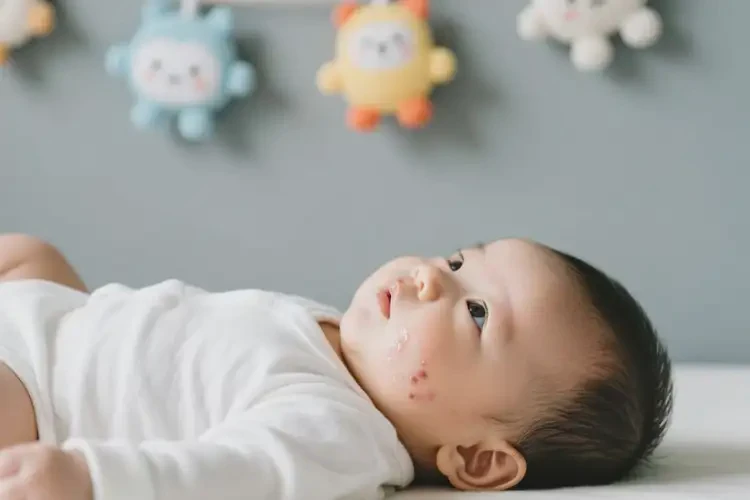 小兒面部偶爾起濕疹不管它會(huì)自己好嗎(圖1)