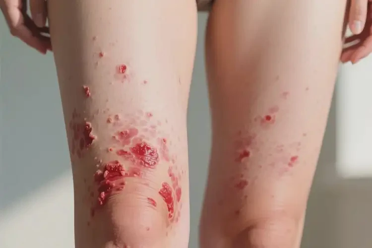 女人大腿上出現(xiàn)濕疹不管它會自己自愈嗎(圖1)