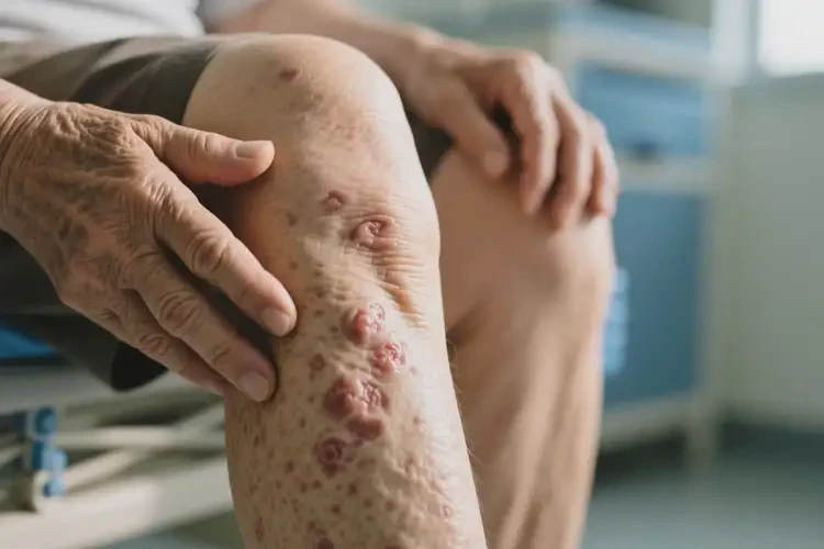 老人大腿長濕疹不管它會自己自愈嗎(圖1)