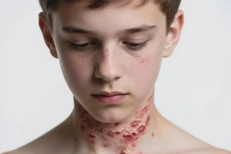 青少年脖子上出湿疹不管它会自己自愈吗(图1)