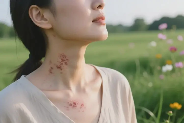 女人脖子長濕疹不管它會自己痊愈嗎(圖1)