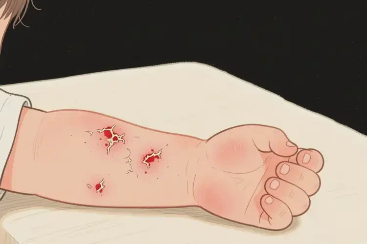 少儿手臂上有湿疹不管它会自己自愈吗(图2)