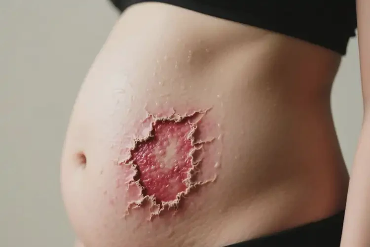 女性肚子長(zhǎng)濕疹不管它會(huì)自己好嗎(圖1)