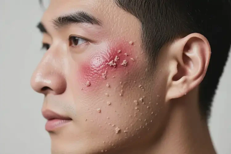 男性面部出現(xiàn)濕疹可不可以徹底自愈(圖1)