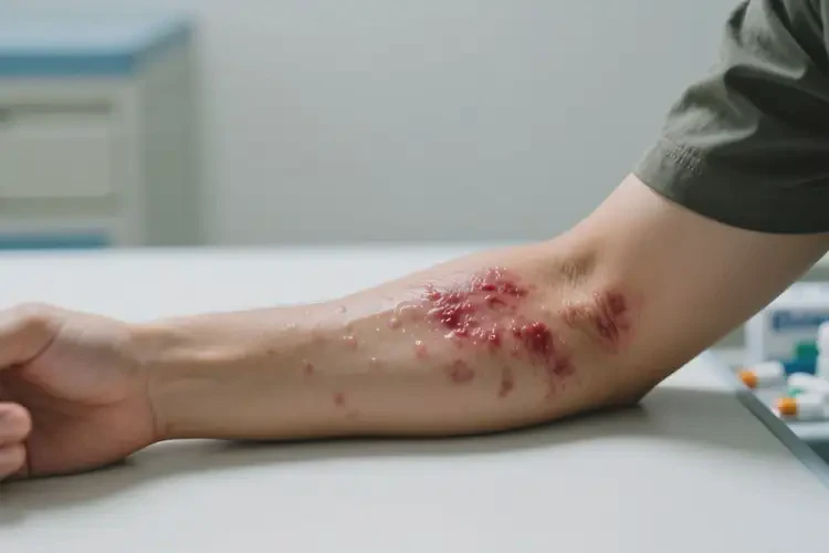 男人手臂有濕疹不管它會(huì)自己自愈嗎(圖4)