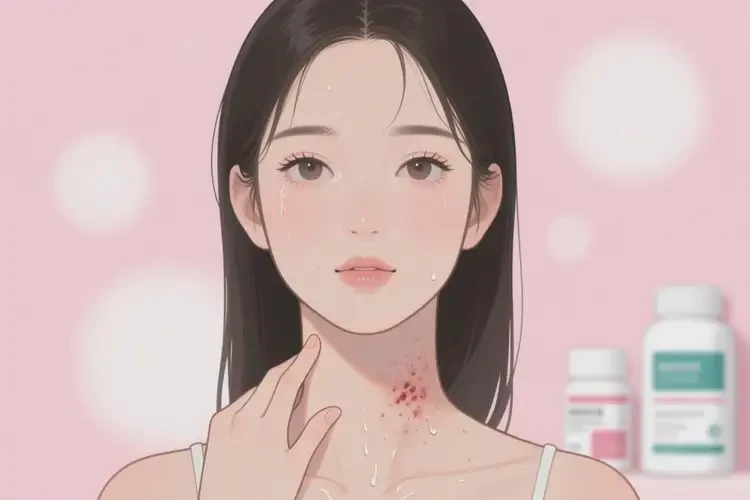 女生脖子上起濕疹不管它會(huì)自己自愈嗎(圖2)