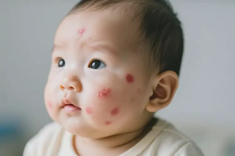 嬰兒臉上偶爾起濕疹不管它會自己好嗎(圖2)