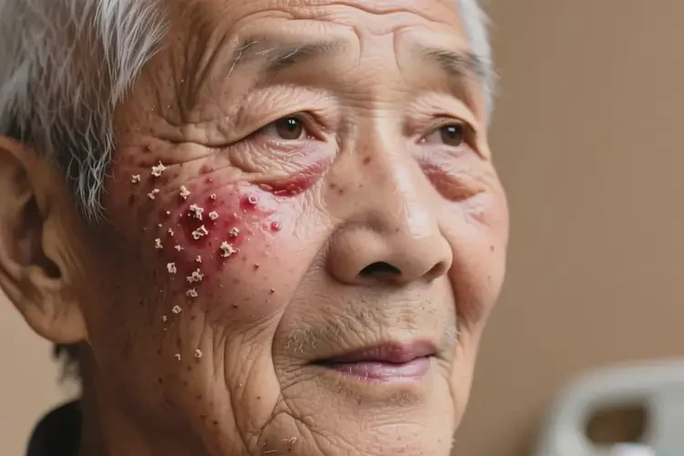 老人面部出現(xiàn)濕疹不管它會(huì)自己好嗎(圖1)