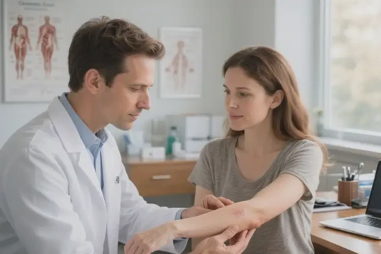 產(chǎn)婦手臂上經(jīng)常長(zhǎng)濕疹不管它會(huì)自己痊愈嗎(圖1)