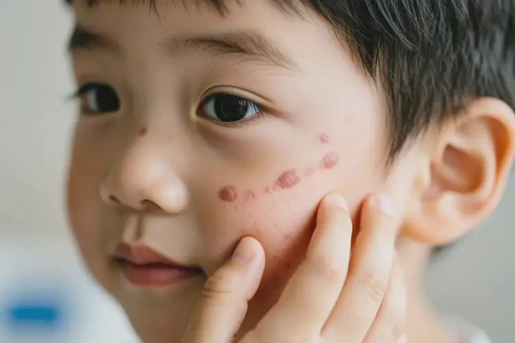 少兒面部長(zhǎng)濕疹不管它會(huì)自己自愈嗎(圖1)