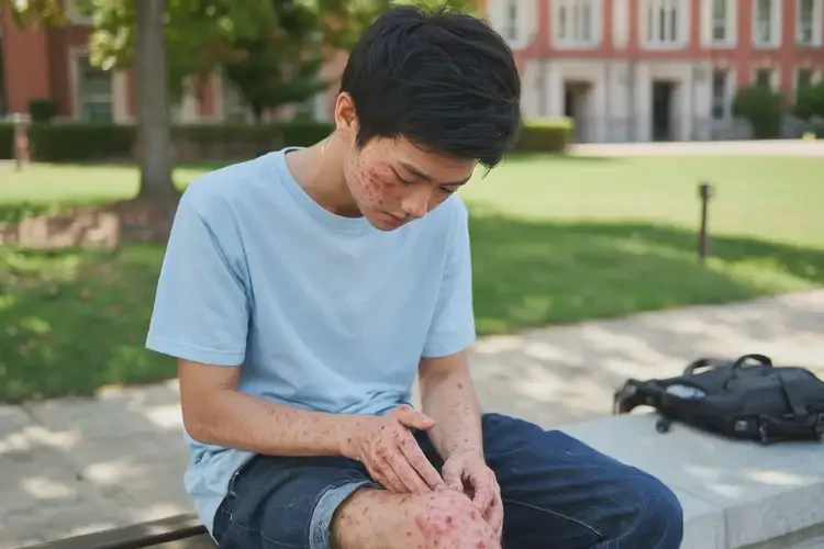 大學(xué)生小腿起濕疹不管它會(huì)自己自愈嗎(圖1)