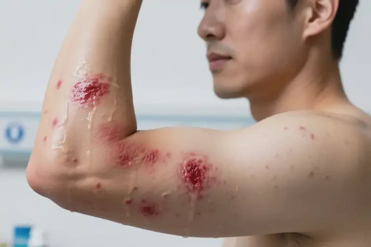 男人手臂容易长湿疹不管它会自己痊愈吗(图1)