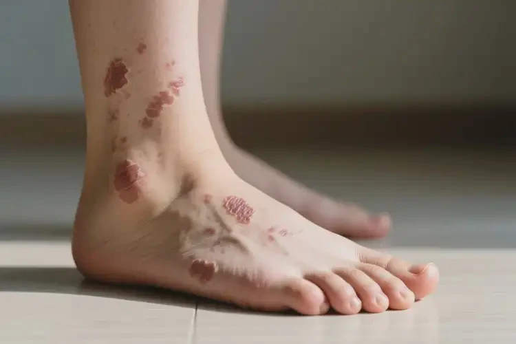 女人腳上出現(xiàn)濕疹不管它會(huì)自己好嗎(圖1)