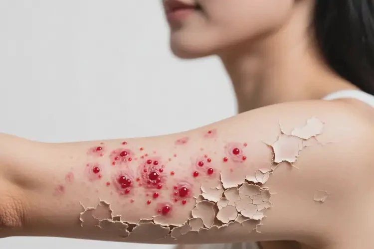 女人手臂經(jīng)常長濕疹不管它會自己好嗎(圖1)