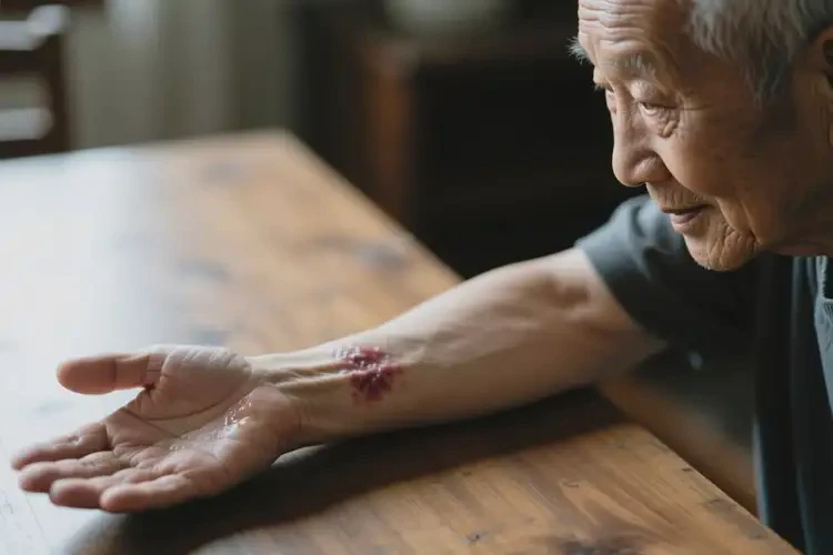 老年人手臂有湿疹不管它会自己好吗(图1)