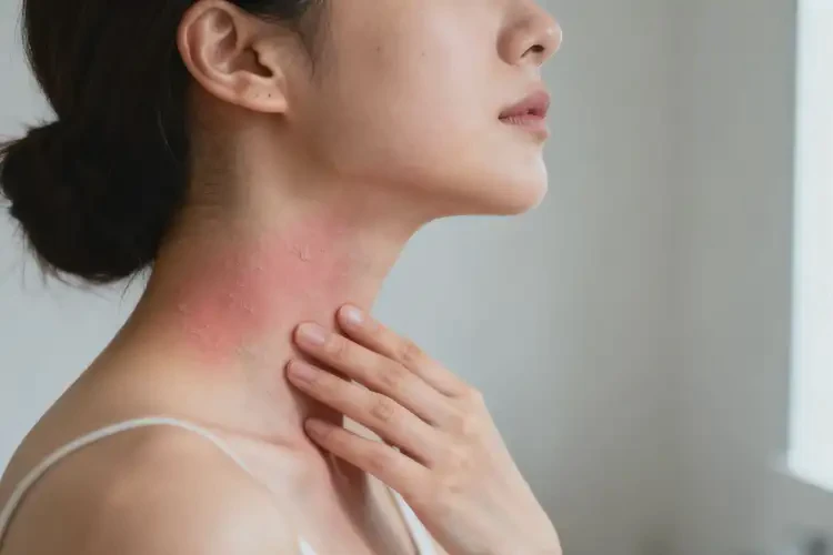 女生脖子上容易起湿疹不管它会自己痊愈吗(图1)