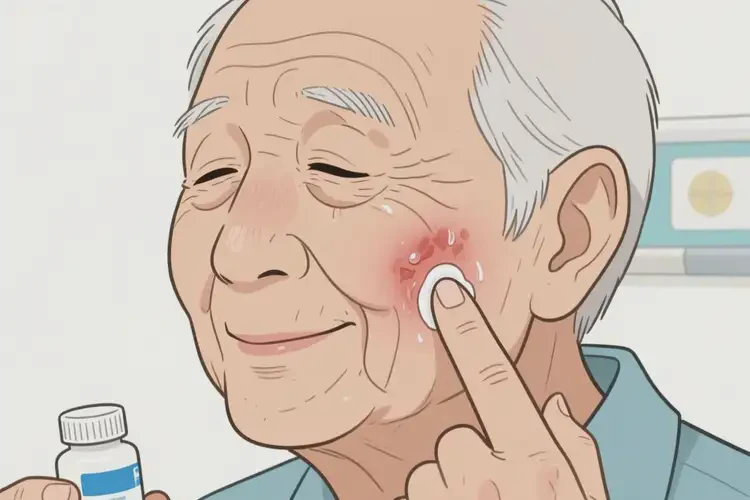 老人面部容易長濕疹可以徹底自愈嗎(圖1)