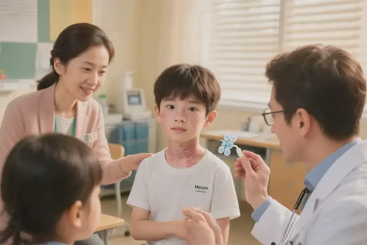 小學生脖子上容易起濕疹能夠徹底治愈嗎(圖1)