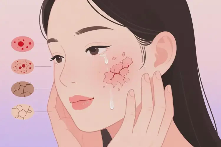 女性臉上有濕疹不管它會(huì)自己痊愈嗎(圖2)