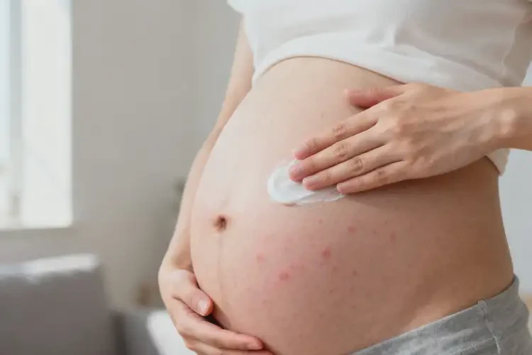 孕婦肚子上容易長濕疹不管它會(huì)自己好嗎(圖1)
