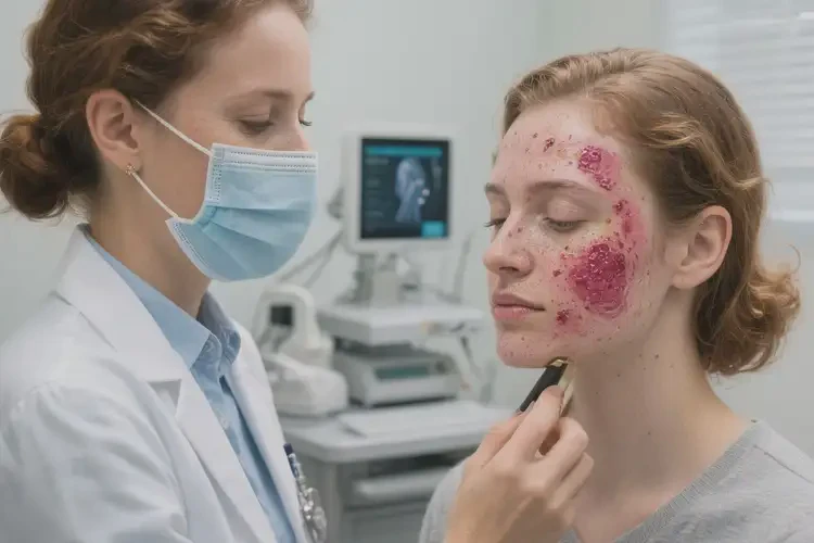 女人面部偶爾起濕疹不管它會(huì)自己痊愈嗎(圖1)