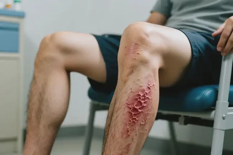 男人小腿有濕疹不管它會(huì)自己自愈嗎(圖1)