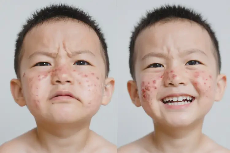 孩子面部出現濕疹能夠徹底治愈嗎(圖1)
