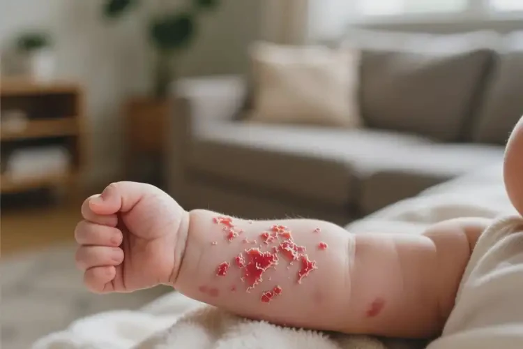 新生兒手臂經(jīng)常起濕疹不管它會自己痊愈嗎(圖1)