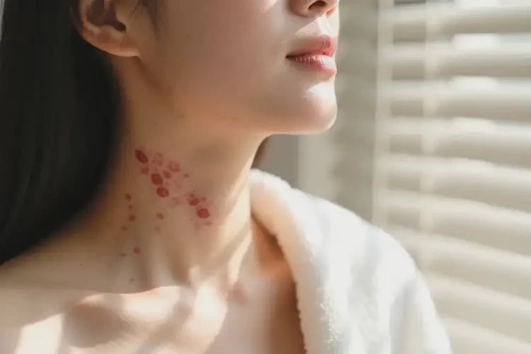 女性脖子上偶爾起濕疹能夠徹底治愈嗎(圖1)