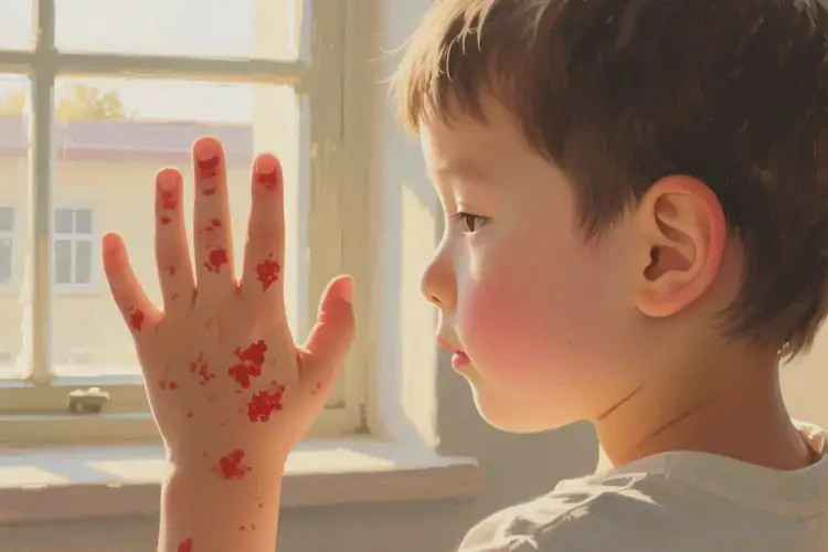 小孩手上出現(xiàn)濕疹不管它會(huì)自己痊愈嗎(圖1)