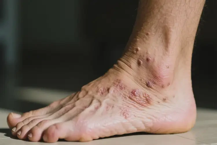 男人腳上起濕疹不管它會(huì)自己自愈嗎(圖1)