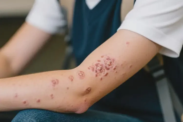 中學生手臂出現(xiàn)濕疹不管它會自己好嗎(圖1)