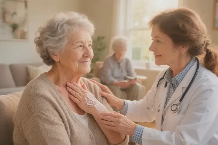 老年人脖子上長濕疹不管它會(huì)自己痊愈嗎(圖1)