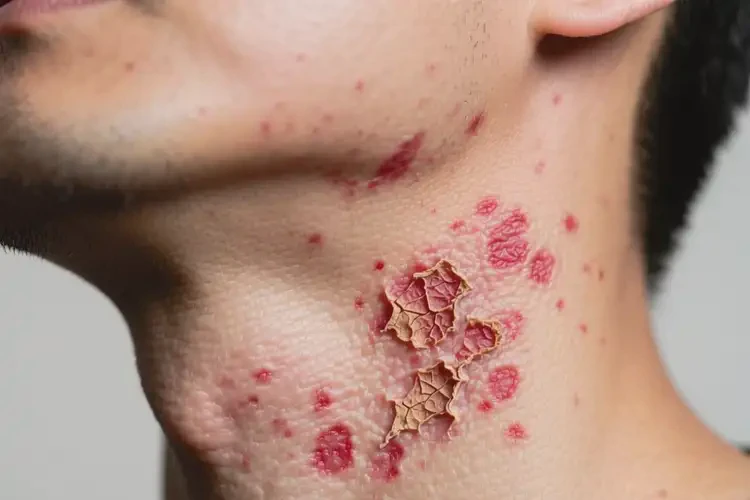 男生脖子上偶尔长湿疹不管它会自己好吗(图2)