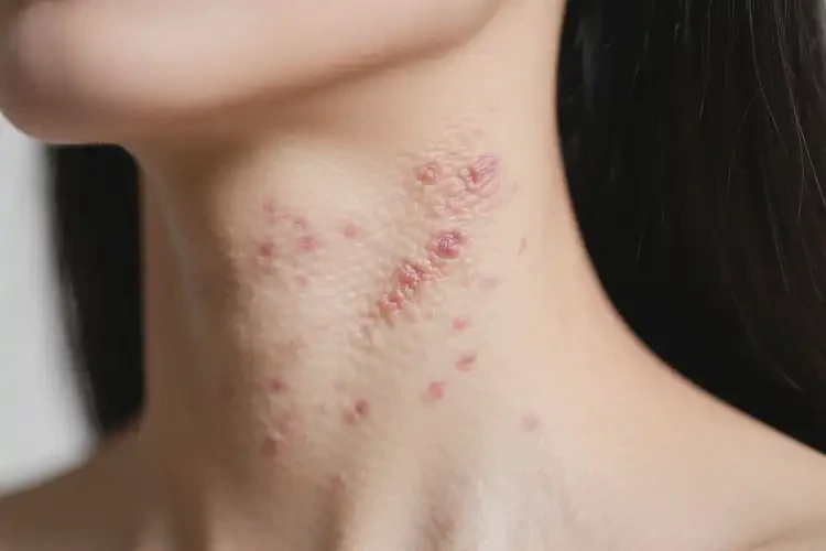女人脖子上有濕疹不管它會(huì)自己好嗎(圖1)