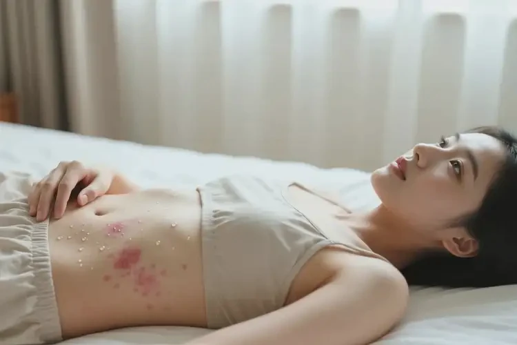 女性肚子上偶爾長濕疹不管它會自己痊愈嗎(圖1)