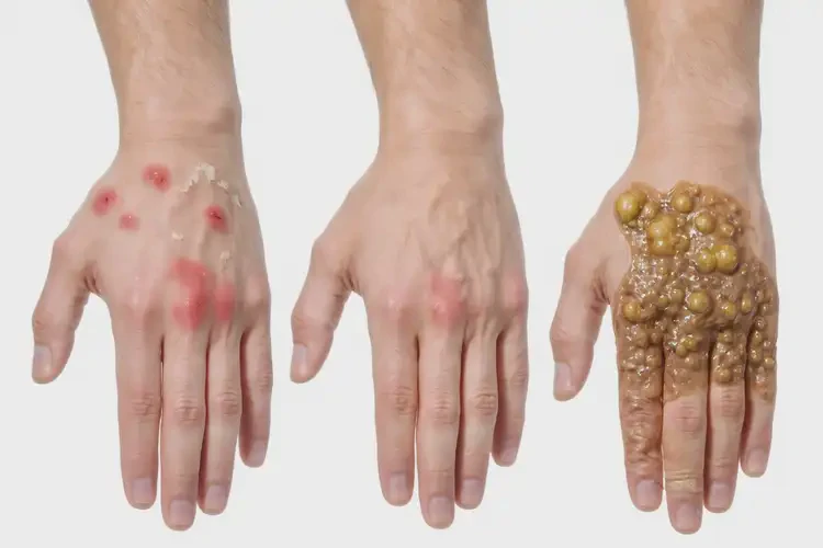 青年人手上出現(xiàn)濕疹不管它會自己痊愈嗎(圖1)