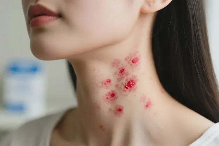 女人脖子上有濕疹不管它會(huì)自己好嗎(圖3)