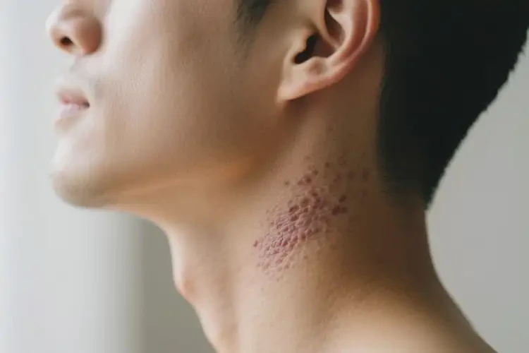 男生脖子上有濕疹能夠徹底治愈嗎(圖1)