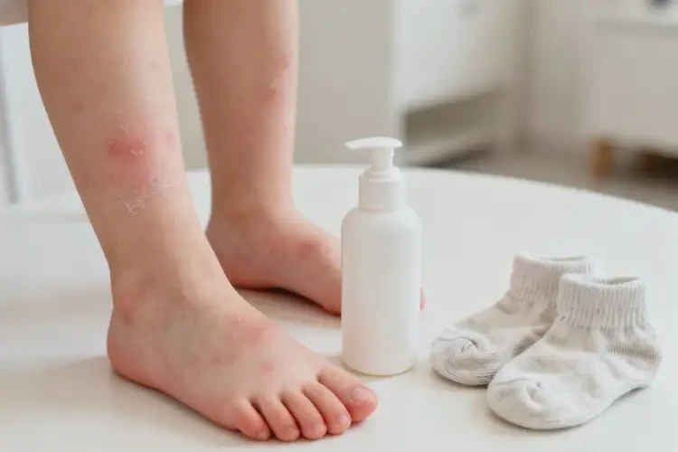 兒童腳上出現(xiàn)濕疹不管它會自己痊愈嗎(圖1)