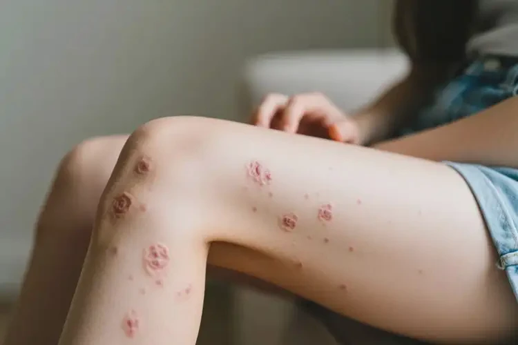 女生大腿上出現(xiàn)濕疹不管它會(huì)自己自愈嗎(圖1)