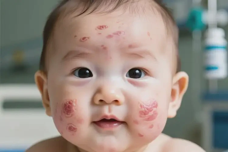 嬰兒面部出濕疹不管它會自己痊愈嗎(圖1)