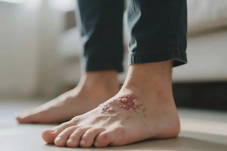 男生腳上偶爾起濕疹不管它會(huì)自己好嗎(圖1)