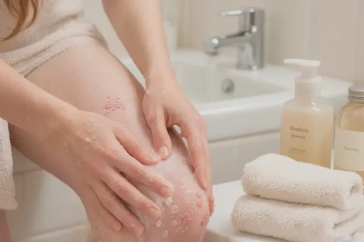 女性大腿上出現(xiàn)濕疹不管它會自己痊愈嗎(圖2)