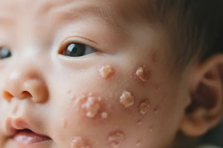 小兒臉上經常起濕疹不管它會自己痊愈嗎(圖1)