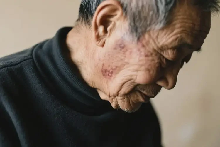 老年人脖子经常起湿疹不管它会自己好吗(图1)