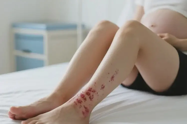 產(chǎn)婦小腿上出濕疹不管它會自己自愈嗎(圖1)