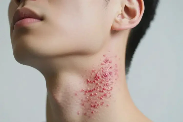 男生脖子上偶尔长湿疹不管它会自己好吗(图1)