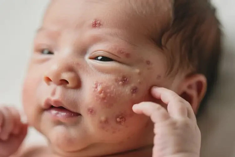 新生兒臉上經(jīng)常起濕疹不管它會自己痊愈嗎(圖4)