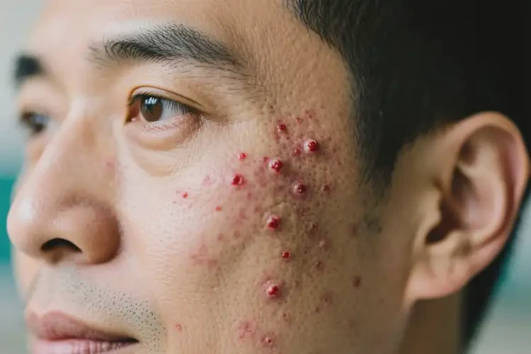 男生面部出現(xiàn)濕疹不管它會自己好嗎(圖1)